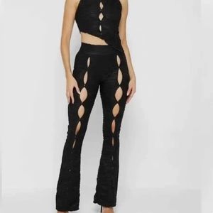 NWOT Maniere De Voir flared black button up trousers